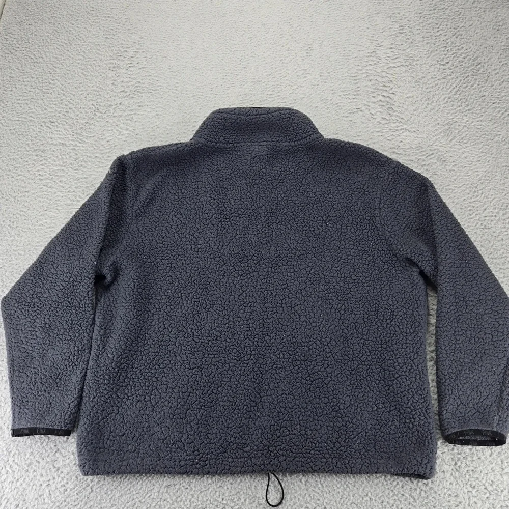 PINK Jacket Womens XL Gray Fuzzy Long Sleeve 1/4‎ Zip Pull Over Pockets